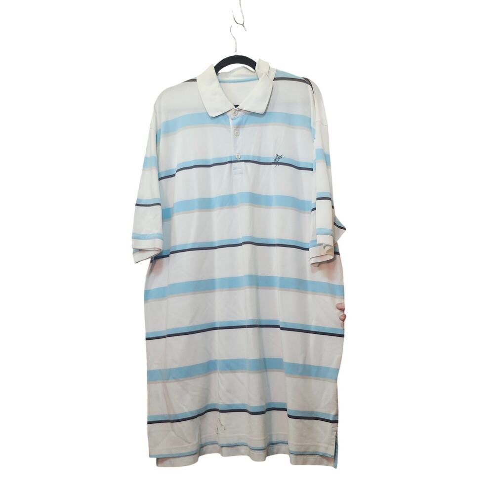 Mens XL Ashworth Extra Long Performance Pique Golf Polo Striped Collared